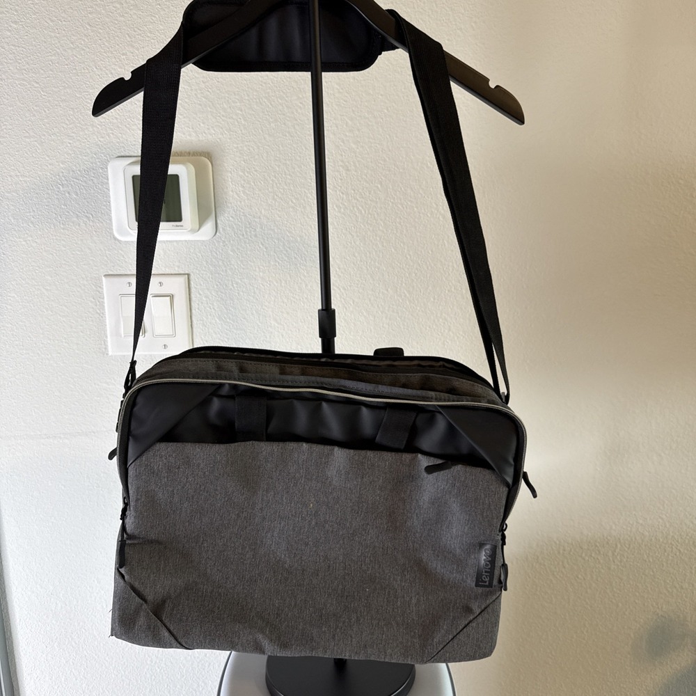 Lenovo Laptop Messenger Bag Black Gray Shoulder Strap Satchel 16x12x3